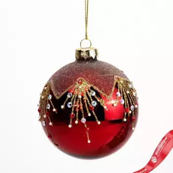 Украшение подвесное Шар (стекло), D8см, красный, вид 3