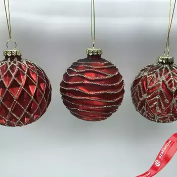 Украшение подвесное Шар (стекло), D8см, красный, вид 2