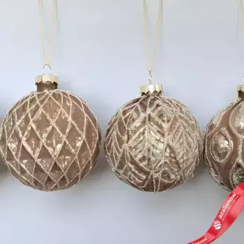 Украшение подвесное Шар (стекло), D8см, золотой, вид 5