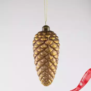 Украшение подвесное Шишка (стекло), 15х7см, золотой