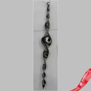 Украшение подвесное Сосулька (стекло), 24см, серый