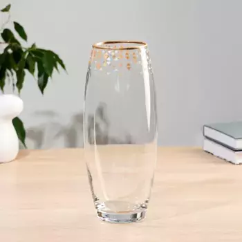 Ваза FLORA "Кружево" с золотой обводкой d=7.5см, h=26смх10,5см