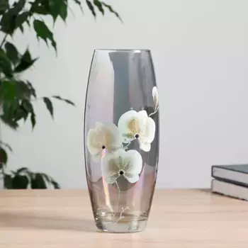 Ваза FLORA 'Золотая орхидея' (дымка) d-8см 11,5х26см