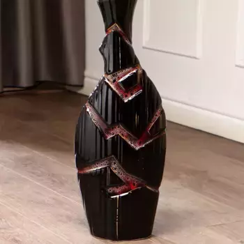 Ваза керамическая "Аманда", напольная, чёрная, 53.5 см