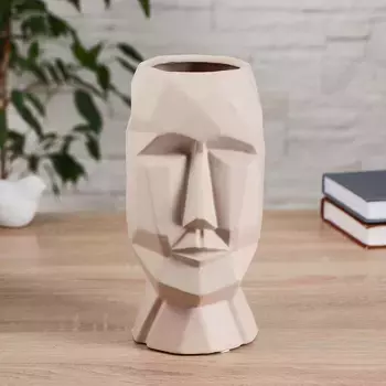 Ваза керамика "Формы лица" 9х10х22,5 см, бежевый