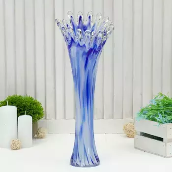 Ваза "Коралл" 14х18х38 см, бело-синяя