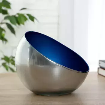 Ваза "Серебро/кобальт" d-19см h-17см