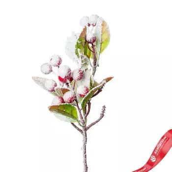 Ветка с ягодами заснеженная, 28см, красный