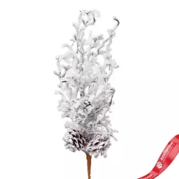 Ветка с шишками заснеженная, 71см