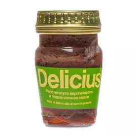 Анчоусы Delicius филе в подсолнечном масле 78г Италия