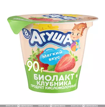 Биолакт Агуша Клубничный 3% 90 г Россия