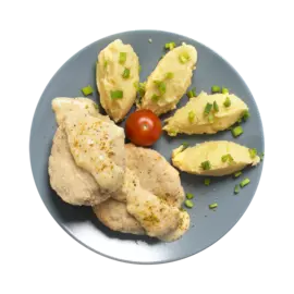 Биточек рыбный запеченный с картофельным пюре, «Вкусно Детям», 300 г, Россия