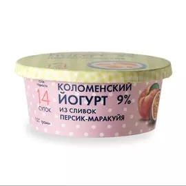 БЗМЖ Йогурт из сливок Коломенский 9% персик-маракуйя 125г бумажный стакан Россия