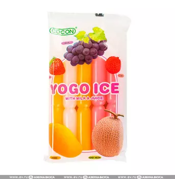 Фруктовый лёд для заморозки "Ассорти" COCON Yogo Ice 10 х 45 мл, Малайзия