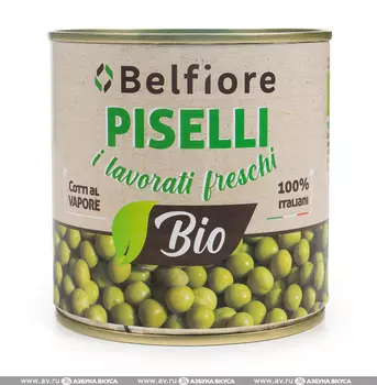 Горошек молодой, BELFIORE BIO, 340 г Италия