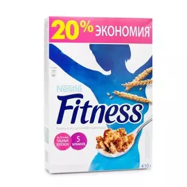 Хлопья из цельной пшеницы, обогащённые витаминами и минеральными веществами, FITNESS, 410 г, Россия