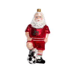 Игрушка для елки «Коллекция Подарок» Санта-Футболист, стекло, 13 см (в коробке)