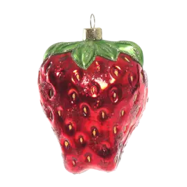 Игрушка для елки «Коллекция Праздник» Клубника Kertsen, стекло, 9 см, 1 уп (2 шт)