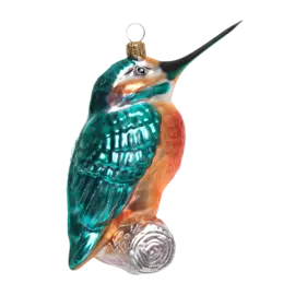 Игрушка для елки «Коллекция Праздник» Колибри бирюзовая, стекло, 10см (в коробке)