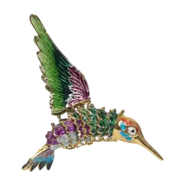 Игрушка для елки «Коллекция Праздник» Колибри подвижная, зеленая, металл, эмаль, 7х8.5 см