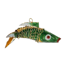 Игрушка для елки «Коллекция Праздник» Рыба подвижная, зеленая, металл, эмаль
