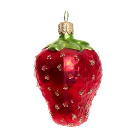 Игрушка для елки «Коллекция Традиции» Клубничка, стекло, 6 см, 2 шт (в коробке)