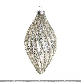 Игрушка для елки "Коллекция Традиции" Сосулька витая, серебро, 8 см, стекло