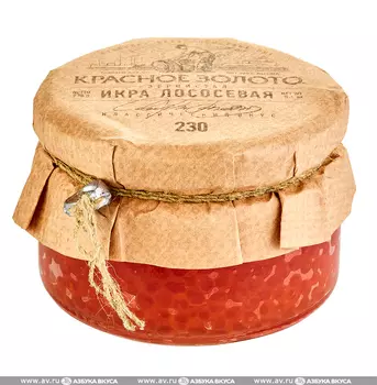 Икра лососевых рыб "Красное золото" 230 г, Россия