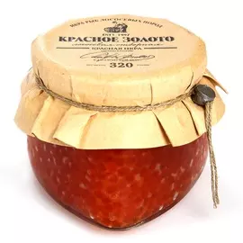 Икра лососевых рыб "Красное золото" 320 г, Россия