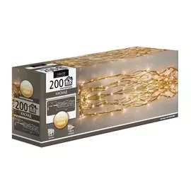 Электрогирлянда "Каскад" Glos 1,2м, 200 тёплых белых светодиодов для использования внутри помещений 1 шт Китай