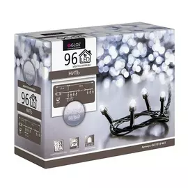 Электрогирлянда Нить Glos 10м, 96 холодных белых светодиодов, для исп. внутри и снаружи помещений 1 шт Китай