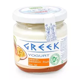 Йогурт греческий обезжиренный GREEK 0% персик-маракуйя 165г Россия, БЗМЖ