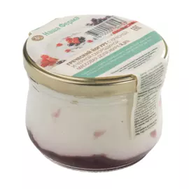 Йогурт Наша Ферма греческий 3,2% с джемом из смородины КФХ Ильичева Е.А. 170гр Россия