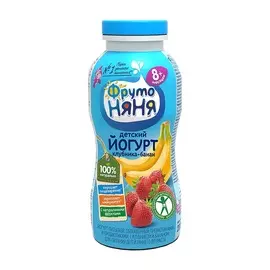 Йогурт питьевой ФрутоНяня клубника-банан 2.5% 200мл Россия, БЗМЖ