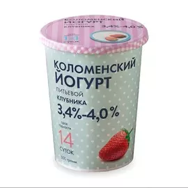Йогурт питьевой клубничный "Коломенский" 3,4-4,0% 500 г, Россия, БЗМЖ