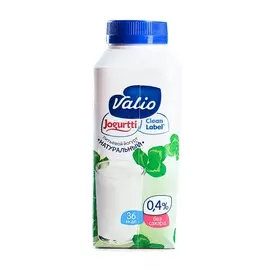 Йогурт питьевой Valio 0,4% натуральный 0.33л Россия, БЗМЖ
