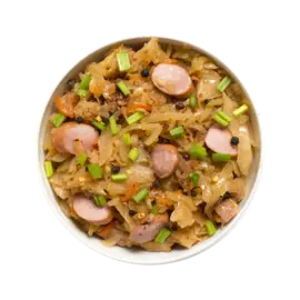 Капуста тушеная с сосисками 220 г Уже Готово Россия