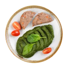 Котлета паровая из телятины с пюре из шпината, «Считаем калории», 210 г