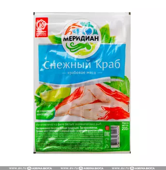 Крабовое мясо (имитация) Меридиан Снежный краб 200г Россия