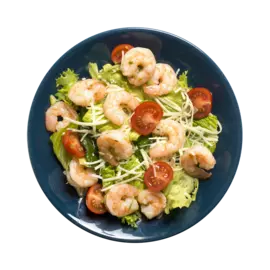 Креветки отварные с гарниром из зеленого салата с сыром, «Считаем калории», 200 г, Россия