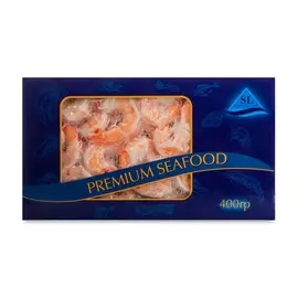 Креветки Seafood Line 26/30 c хвостом очищенные свеже-мороженные глазурь 7% 400г Таиланд