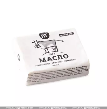 Масло Ферма М2 Традиционное 82,5% сладко-сливочное ООО "Шульгино" 200 г Россия