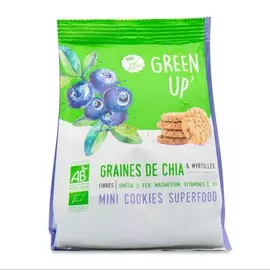Мини-печенье органическое Biscuiterie de l'Abbaye «Green Up’» с cеменами чиа и черникой 120 г Франция