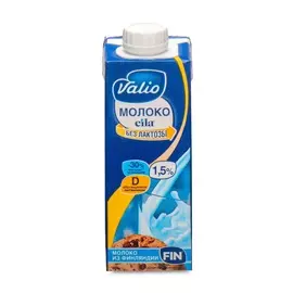 Молоко ультрапастеризованное Valio безлактозное 1,5% с витамином D 250мл Финляндия, БЗМЖ