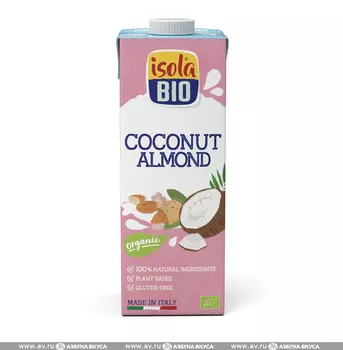 Напиток кокосово-миндальный органический (без глютена), ISOLA BIO, 1 л, Италия