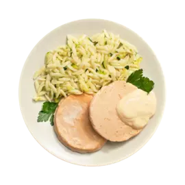 Оладьи из рыбы с пастой орзо и овощами Вкусно детям Уже Готово Городской супермаркет 250 г Россия