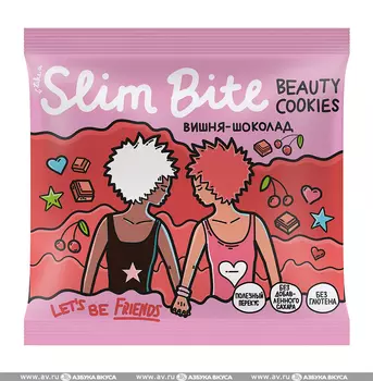 Печенье безглютеновое Slim Bite Beauty Cookies Вишня-Шоколад (без сахара) 115г Россия