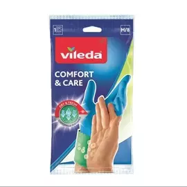 Перчатки резиновые «Комфорт» с кремом для чувствительной кожи, Vileda, размер М, Германия