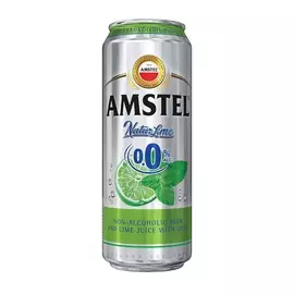 Пивной напиток безалкогольный AMSTEL светлый Natur Lime фильтрованный пастеризованный 0.0% 0.43л ж/б Россия