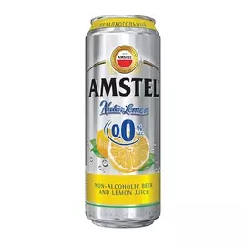 Пивной напиток безалкогольный AMSTEL светлый Natur Lemon фильтрованный пастеризованный 0.0% 0.43л ж/б Россия